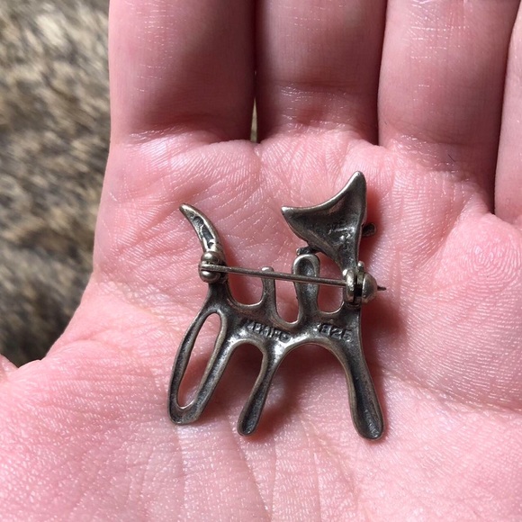 Vintage sterling silver Mexican abstract cat brooch - Picture 3 of 3